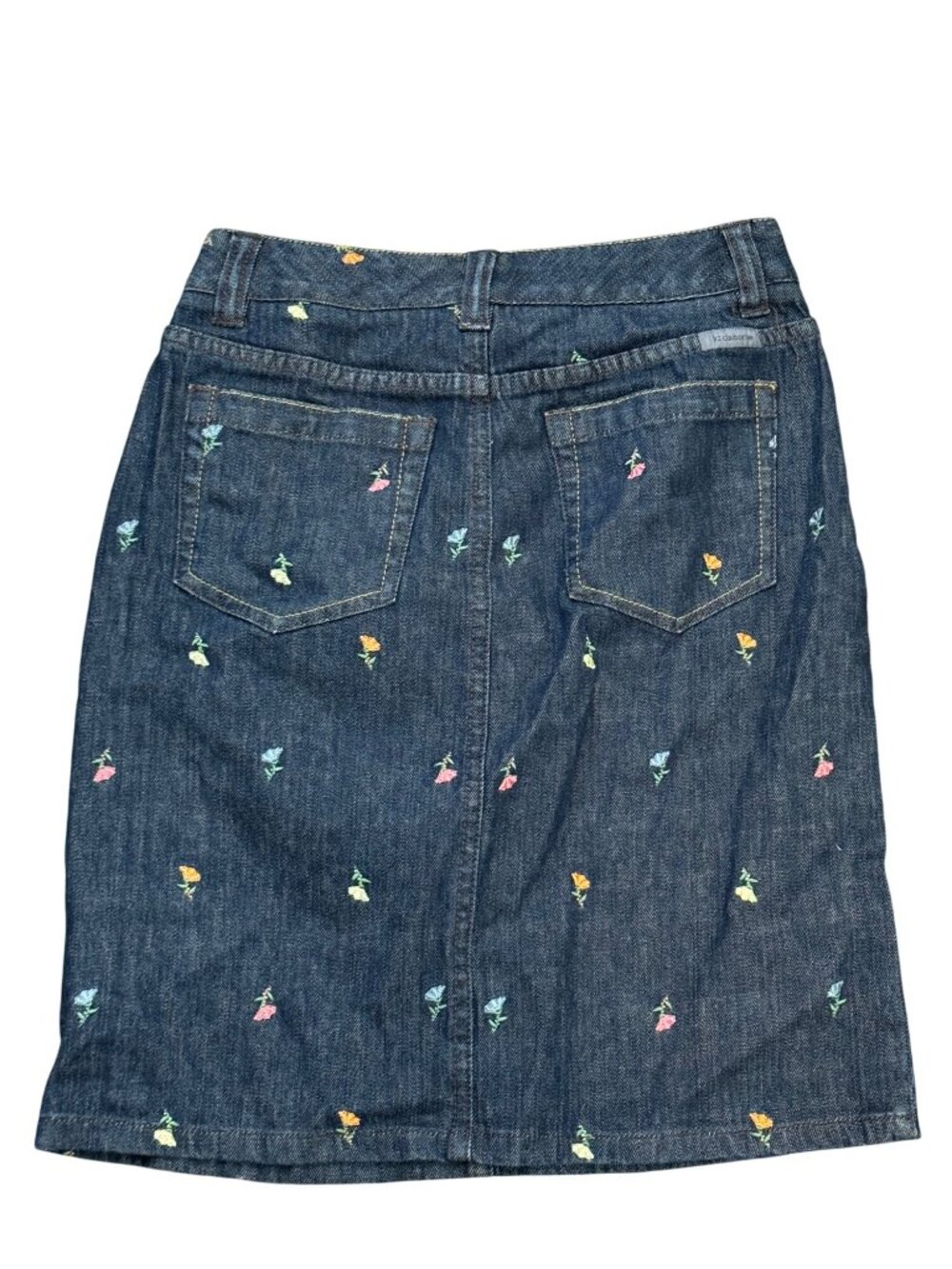 Liz Claiborne Petite 2 Denim Skirt With Embroidered Floral Pattern Stretch Fabri - Picture 2 of 5